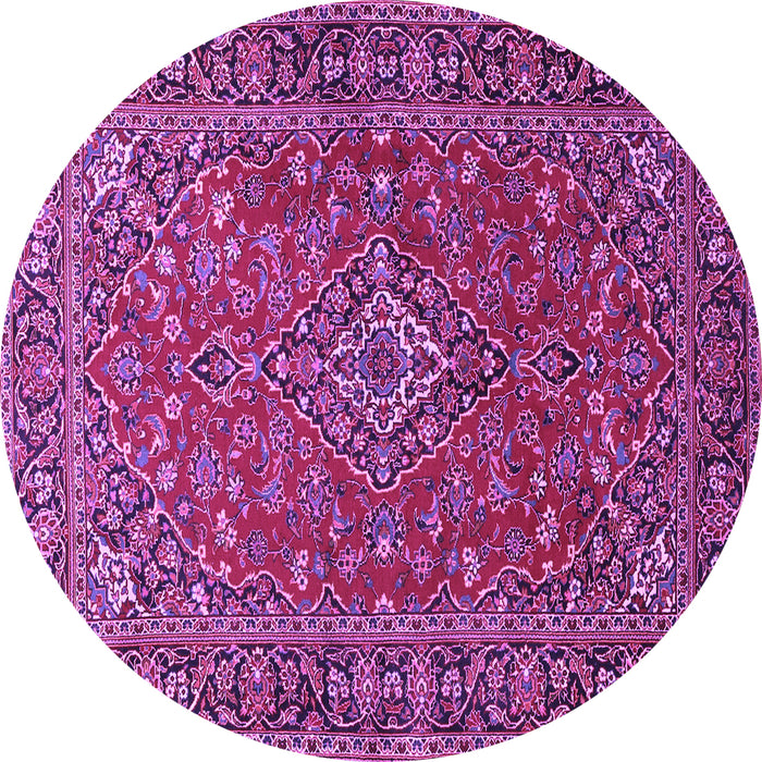 Round Machine Washable Persian Purple Traditional Area Rugs, wshtr3522pur