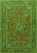 Serging Thickness of Machine Washable Persian Green Traditional Area Rugs, wshtr3522grn