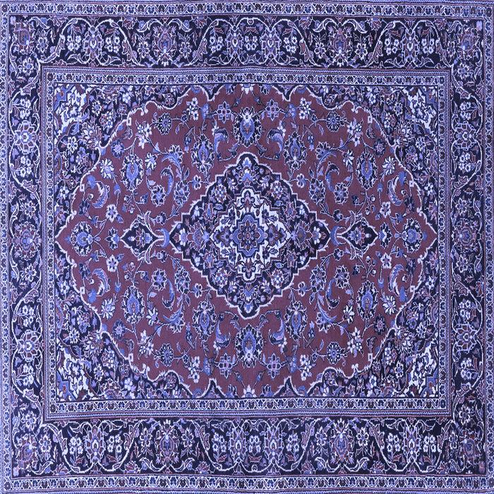 Square Machine Washable Persian Blue Traditional Rug, wshtr3522blu
