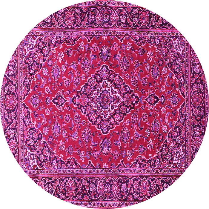 Round Machine Washable Persian Pink Traditional Rug, wshtr3522pnk