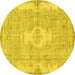 Round Persian Yellow Bohemian Rug, tr3523yw