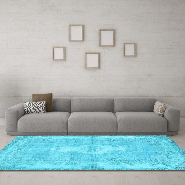 Machine Washable Persian Light Blue Bohemian Rug in a Living Room, wshtr3523lblu