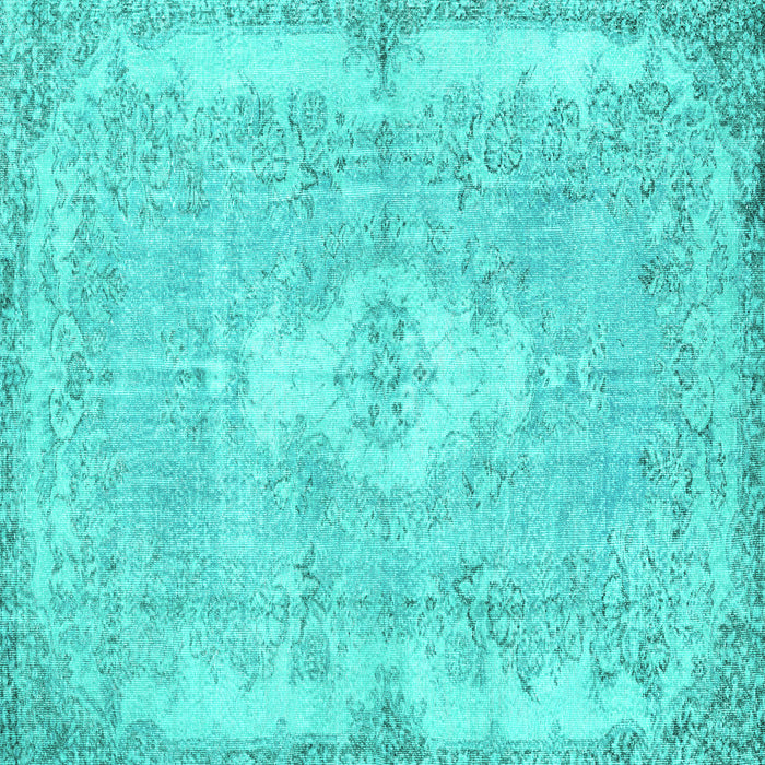 Square Machine Washable Persian Turquoise Bohemian Area Rugs, wshtr3523turq