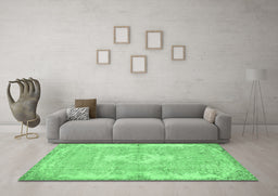 Machine Washable Persian Emerald Green Bohemian Area Rugs in a Living Room,, wshtr3523emgrn