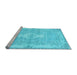 Sideview of Machine Washable Persian Light Blue Bohemian Rug, wshtr3523lblu