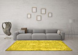Machine Washable Persian Yellow Bohemian Rug in a Living Room, wshtr3523yw