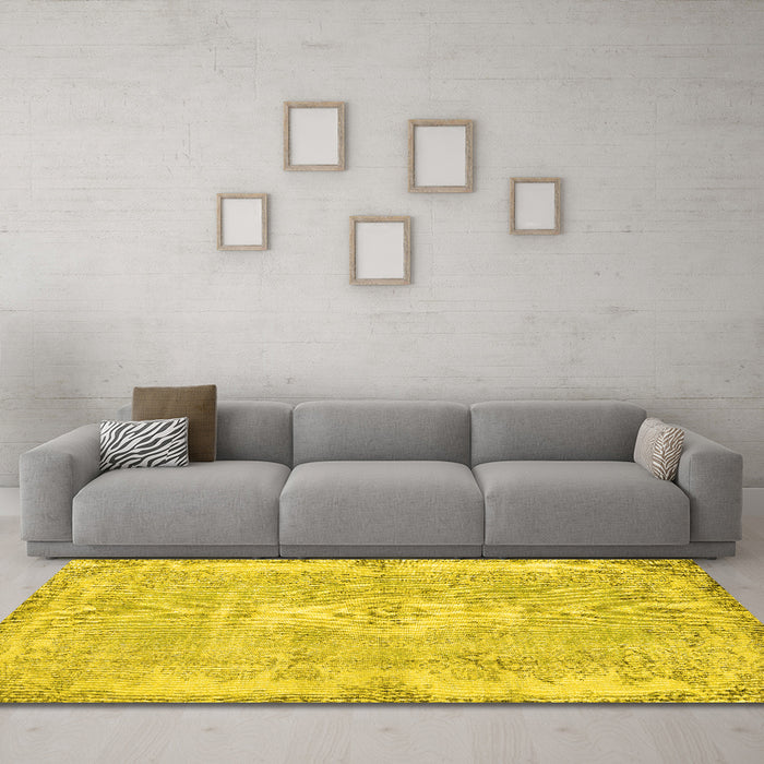 Machine Washable Persian Yellow Bohemian Rug in a Living Room, wshtr3523yw