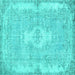 Square Persian Turquoise Bohemian Rug, tr3523turq