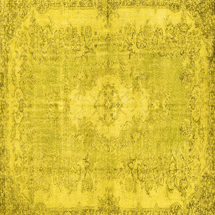 Square Machine Washable Persian Yellow Bohemian Rug, wshtr3523yw