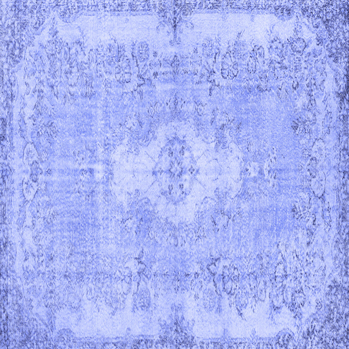 Square Machine Washable Persian Blue Bohemian Rug, wshtr3523blu