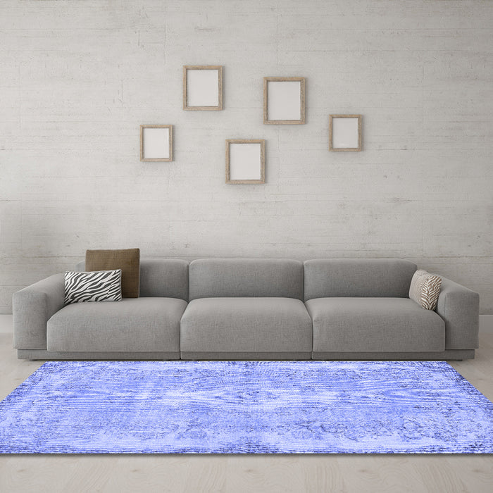 Machine Washable Persian Blue Bohemian Rug in a Living Room, wshtr3523blu
