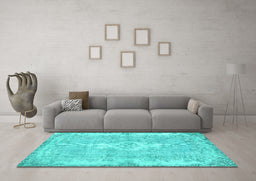 Machine Washable Persian Turquoise Bohemian Area Rugs in a Living Room,, wshtr3523turq
