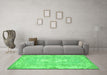 Machine Washable Persian Green Bohemian Area Rugs in a Living Room,, wshtr3523grn