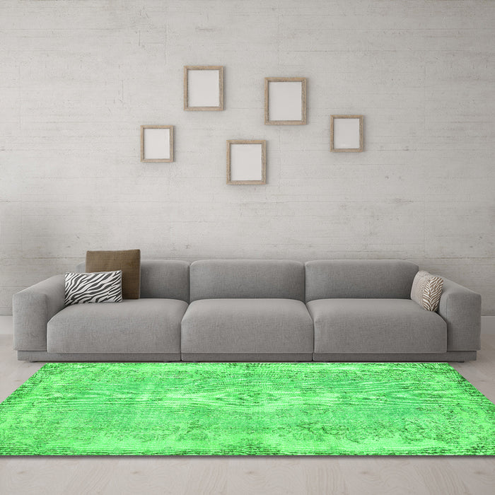 Machine Washable Persian Green Bohemian Area Rugs in a Living Room,, wshtr3523grn