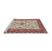 Sideview of Machine Washable Traditional Brown Red Rug, wshtr3524
