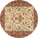 Round Animal Brown Traditional Rug, tr3524brn