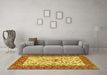 Machine Washable Animal Yellow Traditional Rug in a Living Room, wshtr3524yw