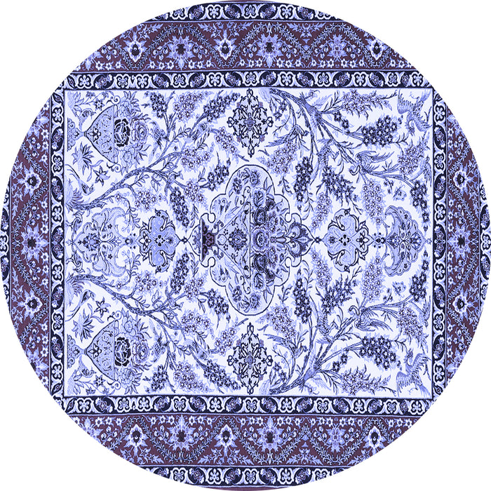 Round Machine Washable Animal Blue Traditional Rug, wshtr3524blu