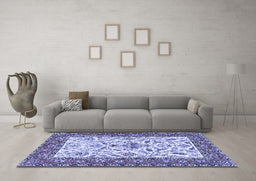 Machine Washable Animal Blue Traditional Rug in a Living Room, wshtr3524blu
