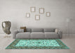 Machine Washable Animal Turquoise Traditional Area Rugs in a Living Room,, wshtr3524turq