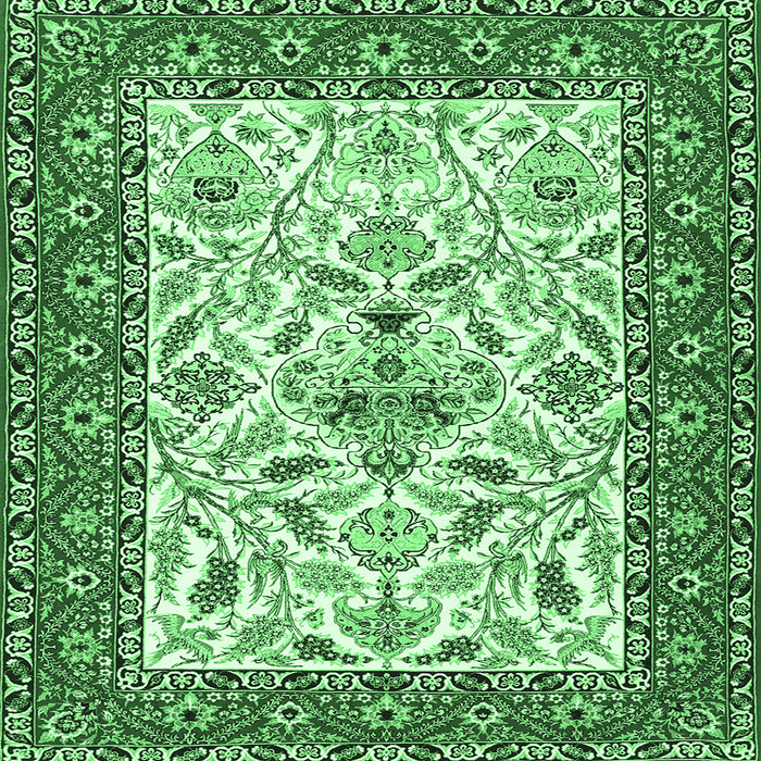 Square Animal Emerald Green Traditional Rug, tr3524emgrn