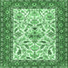 Square Animal Emerald Green Traditional Rug, tr3524emgrn