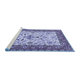 Sideview of Machine Washable Animal Blue Traditional Rug, wshtr3524blu