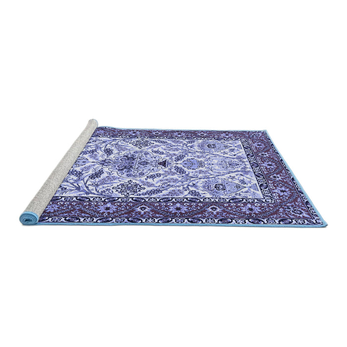 Sideview of Machine Washable Animal Blue Traditional Rug, wshtr3524blu