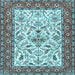 Square Animal Light Blue Traditional Rug, tr3524lblu