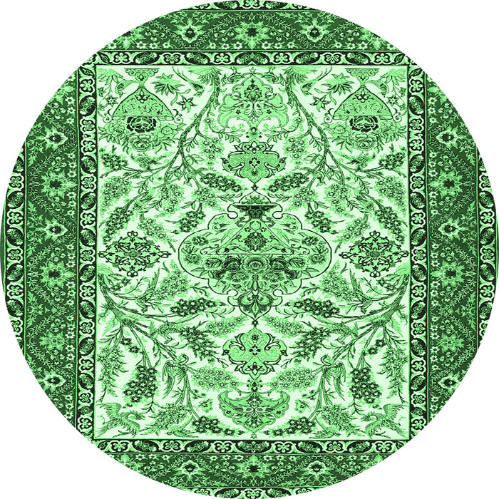 Round Animal Emerald Green Traditional Rug, tr3524emgrn