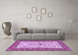 Machine Washable Animal Purple Traditional Area Rugs in a Living Room, wshtr3524pur