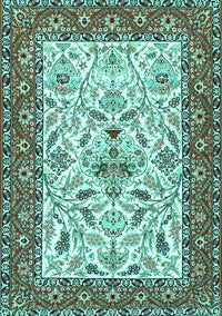 Animal Turquoise Traditional Rug, tr3524turq