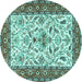 Round Animal Turquoise Traditional Rug, tr3524turq