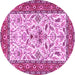 Round Animal Pink Traditional Rug, tr3524pnk