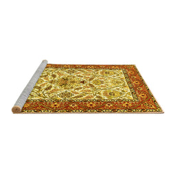 Sideview of Machine Washable Animal Yellow Traditional Rug, wshtr3524yw