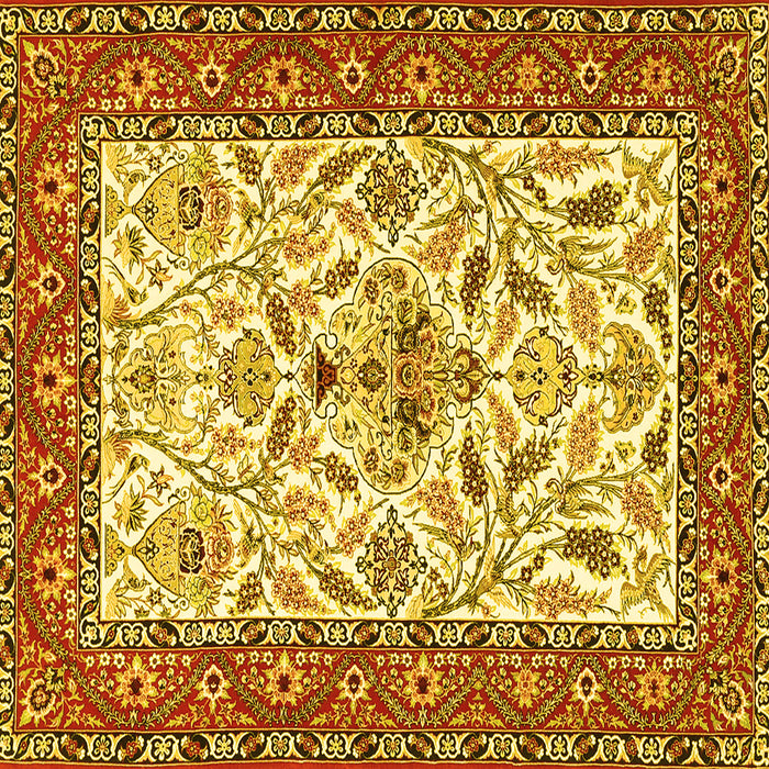 Square Machine Washable Animal Yellow Traditional Rug, wshtr3524yw