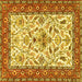 Square Machine Washable Animal Yellow Traditional Rug, wshtr3524yw