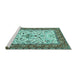 Sideview of Machine Washable Animal Turquoise Traditional Area Rugs, wshtr3524turq