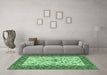Machine Washable Animal Emerald Green Traditional Area Rugs in a Living Room,, wshtr3524emgrn