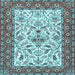 Square Machine Washable Animal Light Blue Traditional Rug, wshtr3524lblu