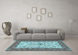 Machine Washable Animal Light Blue Traditional Rug in a Living Room, wshtr3524lblu