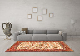 Machine Washable Animal Orange Traditional Area Rugs in a Living Room, wshtr3524org