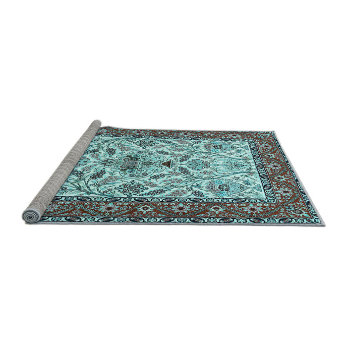 Sideview of Machine Washable Animal Light Blue Traditional Rug, wshtr3524lblu