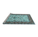 Sideview of Machine Washable Animal Light Blue Traditional Rug, wshtr3524lblu