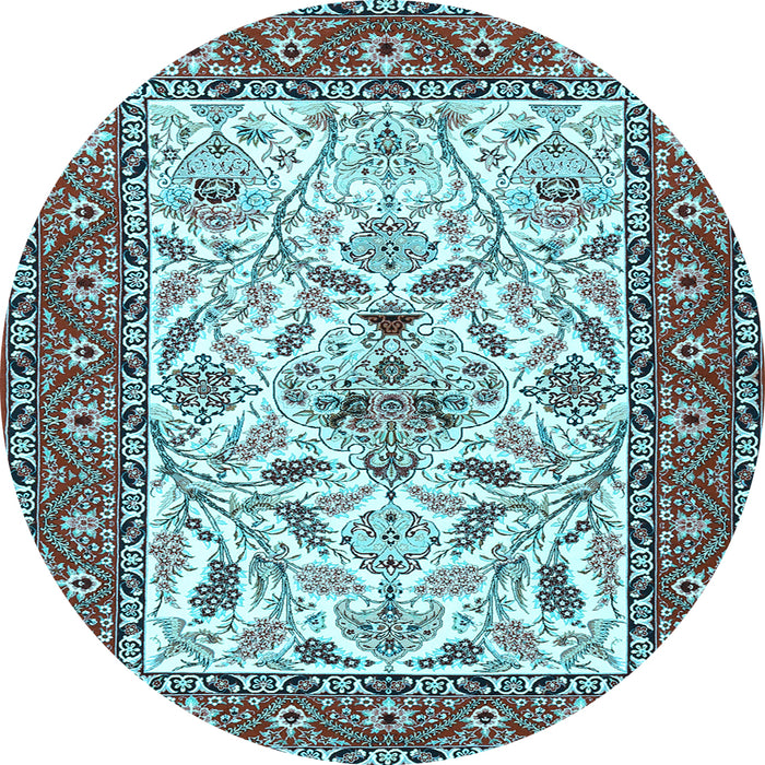 Round Animal Light Blue Traditional Rug, tr3524lblu