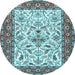 Round Animal Light Blue Traditional Rug, tr3524lblu