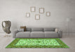 Machine Washable Animal Green Traditional Area Rugs in a Living Room,, wshtr3524grn