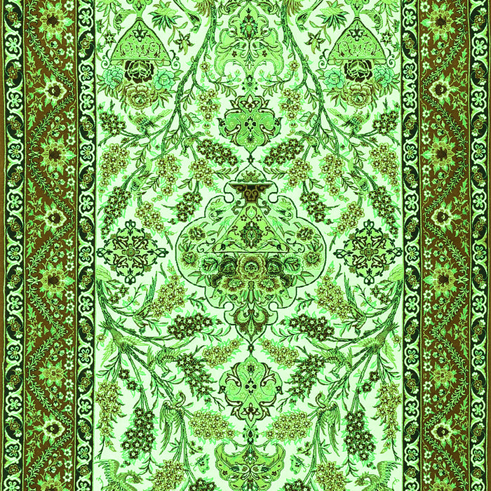 Serging Thickness of Machine Washable Animal Green Traditional Area Rugs, wshtr3524grn