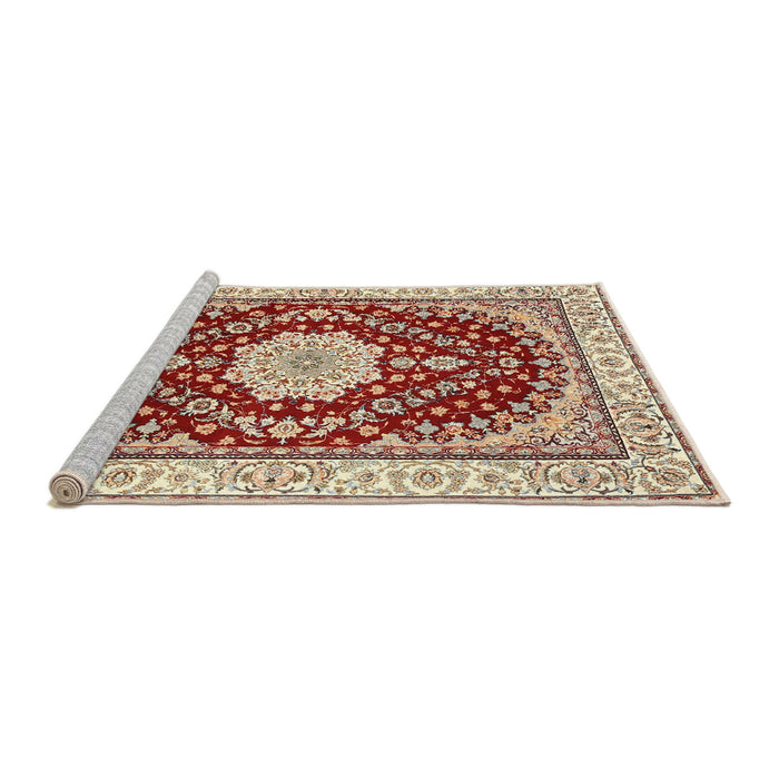 Sideview of Machine Washable Traditional Brown Rug, wshtr3525
