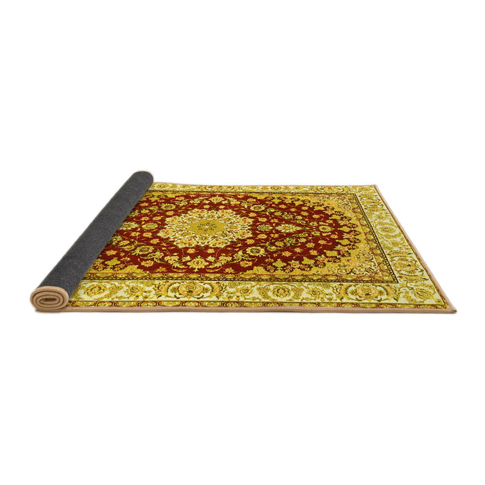 Sideview of Medallion Yellow Traditional Rug, tr3525yw